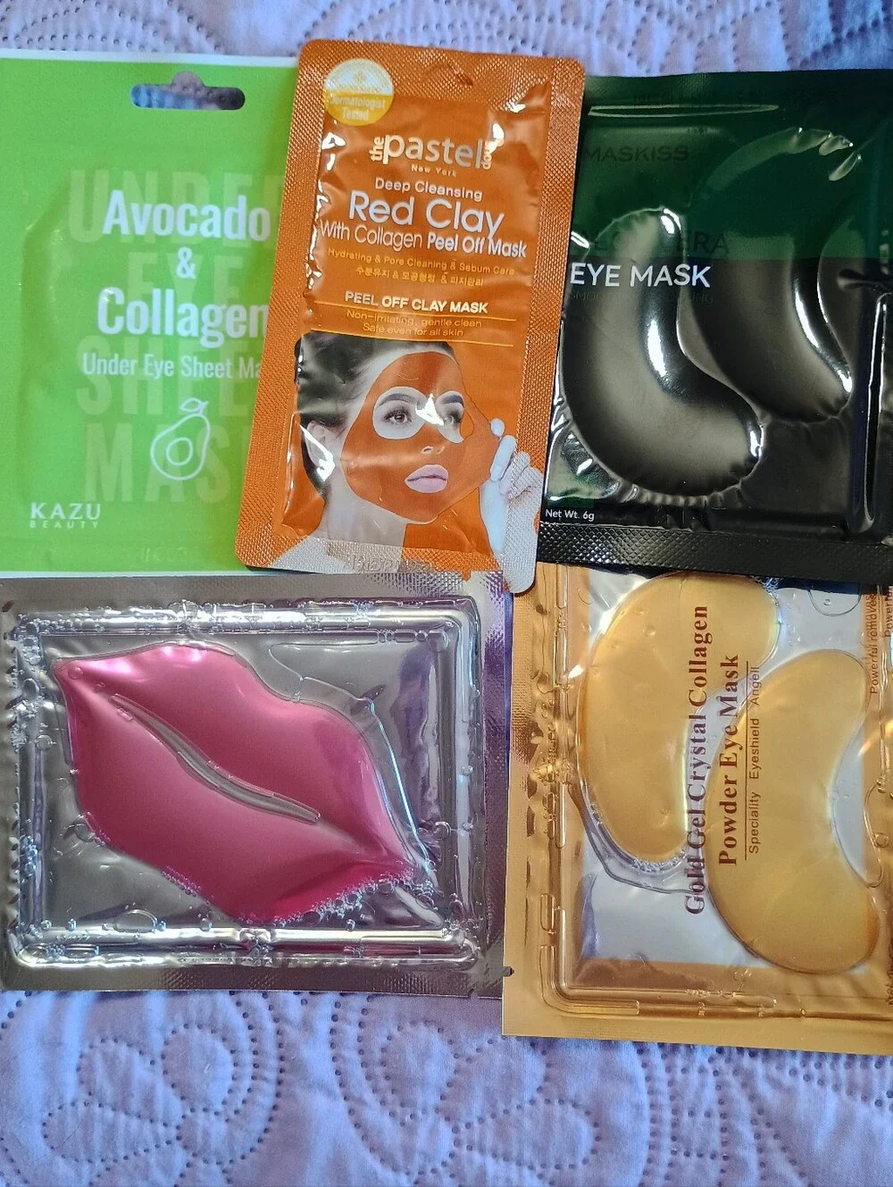 Spa Day Bundle with 5 Different Lip, Eye and Face Masks
